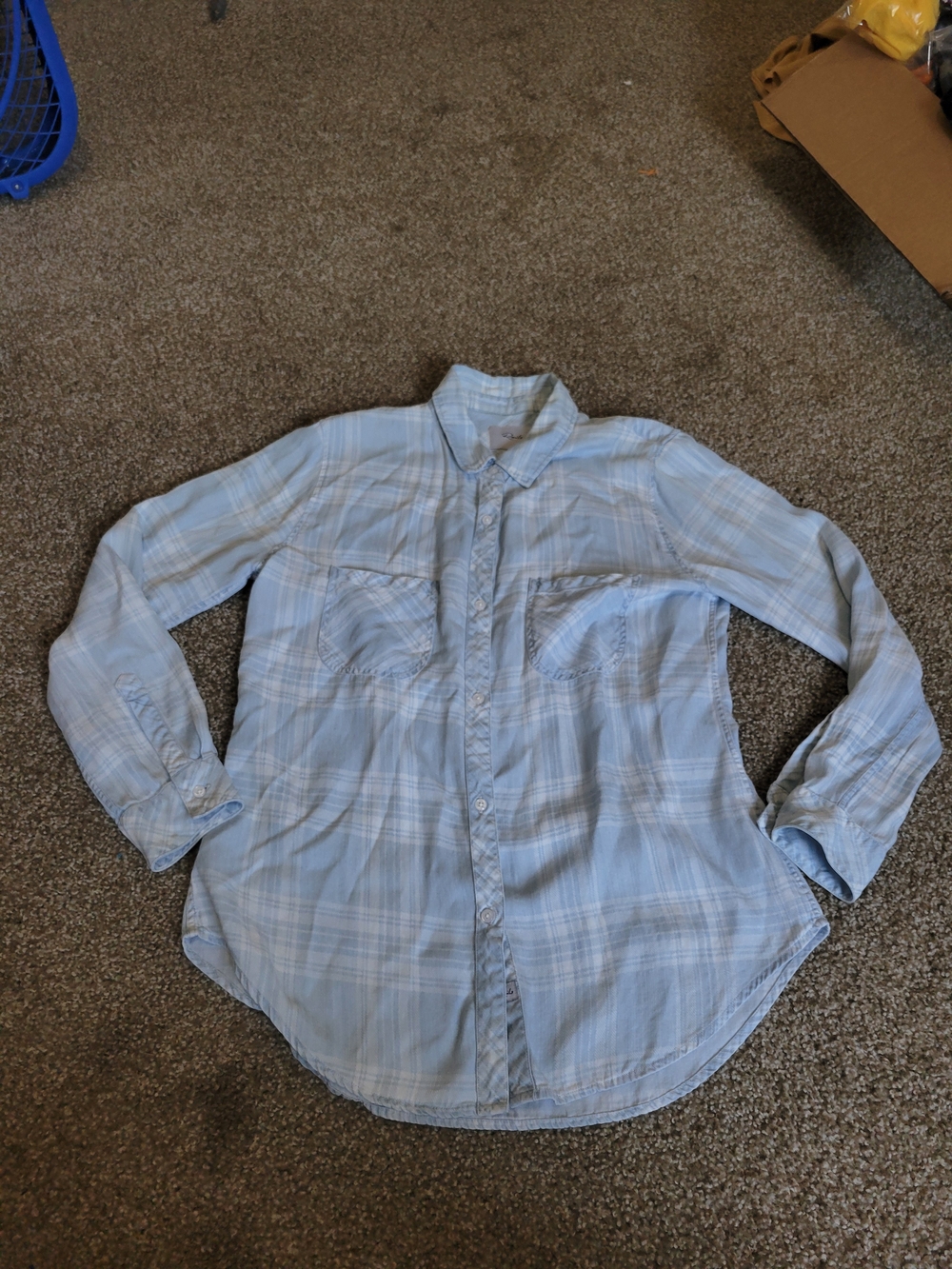 Rails Light Blue Liam Plaid Chambray Long Sleeve Button down top - Picture 4 of 10